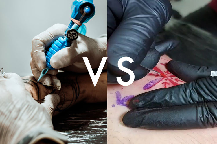 Machine tattoos vs hand poke tattoos